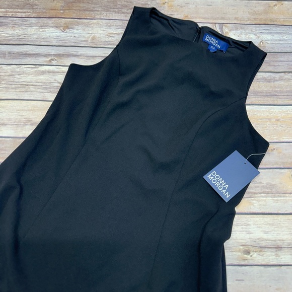 DONNA MORGAN Sleeveless Curved Hem Sheath Minidress Black size 6 - Picture 4 of 6